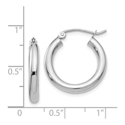14K White Gold 20mm Tube Hoop Earrings – view 5