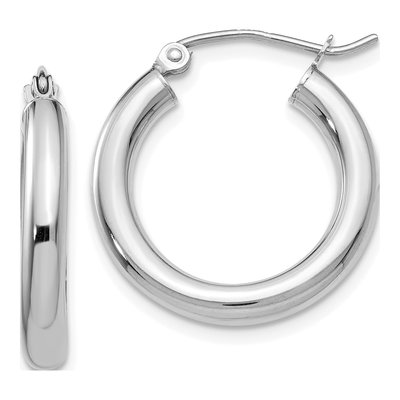 14K White Gold 20mm Tube Hoop Earrings