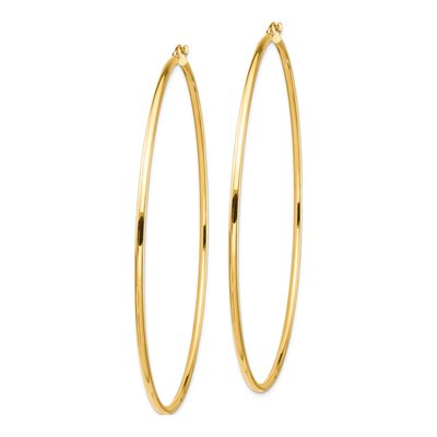 14K Yellow Gold 80mm Round Tube Hoop Earrings – view 2