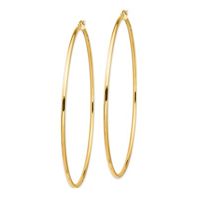 14K Yellow Gold 80mm Round Tube Hoop Earrings – view 2