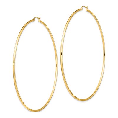 14K Yellow Gold 90mm Round Tube Hoop Earrings – view 3