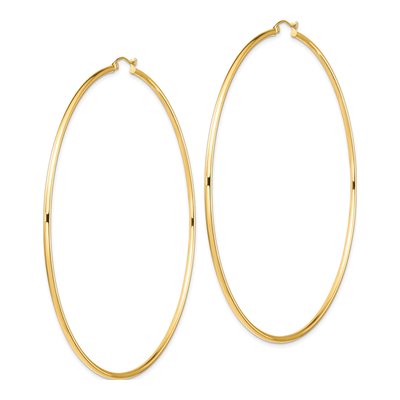 14K Yellow Gold 90mm Round Tube Hoop Earrings – view 2