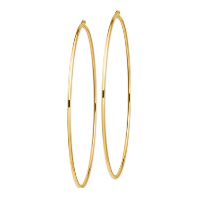 14K Yellow Gold 100mm Round Tube Hoop Earrings – view 3