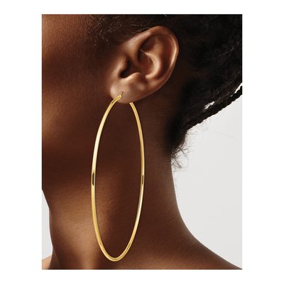 14K Yellow Gold 100mm Round Tube Hoop Earrings – view 4