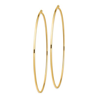 14K Yellow Gold 100mm Round Tube Hoop Earrings – view 3