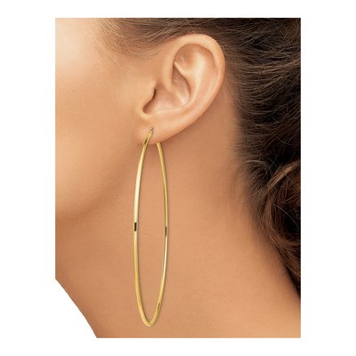 14K Yellow Gold 100mm Round Tube Hoop Earrings – view 4