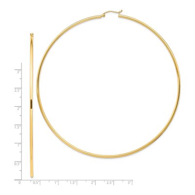 14K Yellow Gold 100mm Round Tube Hoop Earrings – view 5