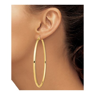14K Yellow Gold 80mm Tube Hoop Earrings – view 4