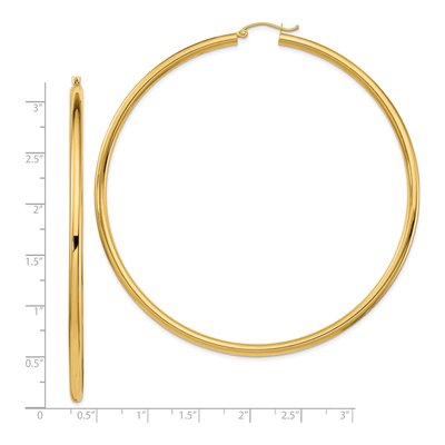 14K Yellow Gold 80mm Tube Hoop Earrings – view 5