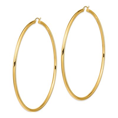 14K Yellow Gold 90mm Round Tube Hoop Earrings – view 2
