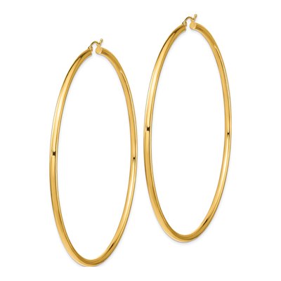 14K Yellow Gold 90mm Round Tube Hoop Earrings – view 3