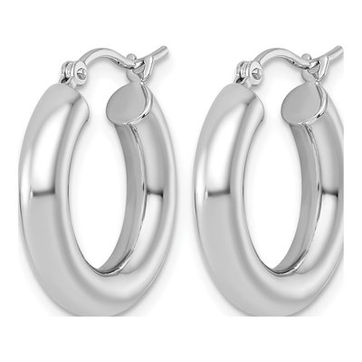 14K White Gold 20mm Tube Hoop Earrings – view 2
