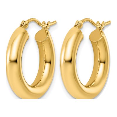 14K Yellow Gold 20mm Tube Hoop Earrings – view 2