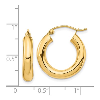 14K Yellow Gold 20mm Tube Hoop Earrings – view 4