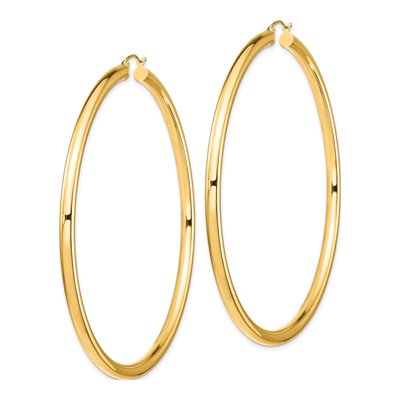 14K Yellow Gold 80mm Round Tube Hoop Earrings – view 2