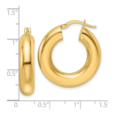 14K Yellow Gold 25mm Round Tube Hoop Earrings – view 5