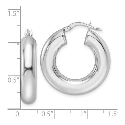 14K White Gold 25mm Round Tube Hoop Earrings – view 5
