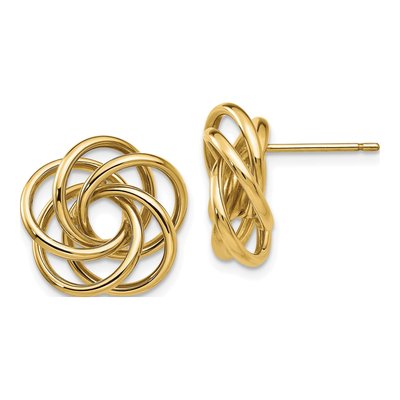 14K Yellow Gold Love Knot Stud Earrings