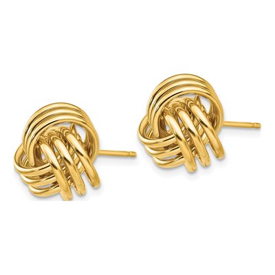 14K Yellow Gold Triple Love Knot Stud Earrings – view 3