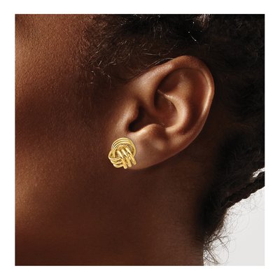 14K Yellow Gold Triple Love Knot Stud Earrings – view 4