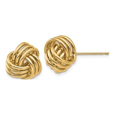 14K Yellow Gold Triple Love Knot Stud Earrings