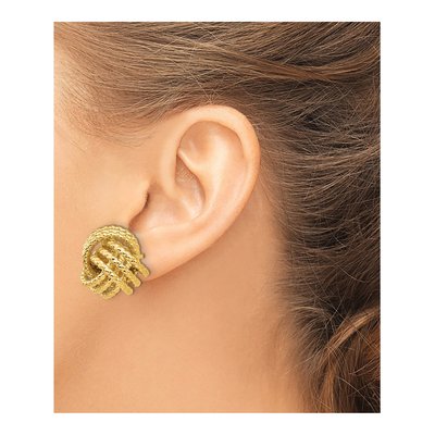 14K Yellow Gold Twisted Love Knot Stud Earrings – view 4