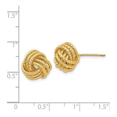 14K Yellow Gold Twisted Love Knot Stud Earrings – view 5