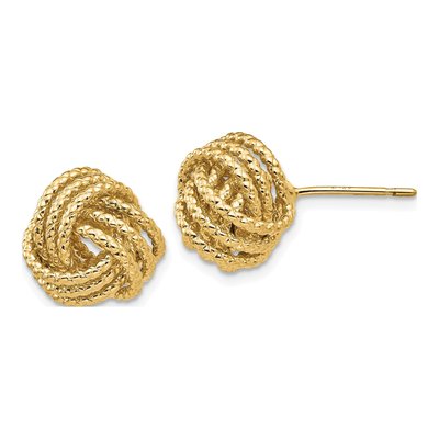 14K Yellow Gold Twisted Love Knot Stud Earrings
