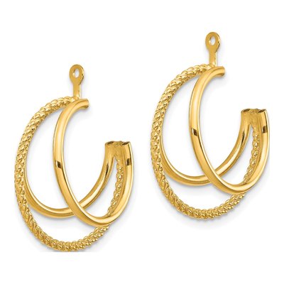 14K Yellow Gold 19mm Twisted Triple Hoop Earrings – view 4
