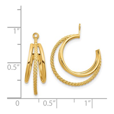 14K Yellow Gold 19mm Twisted Triple Hoop Earrings – view 5
