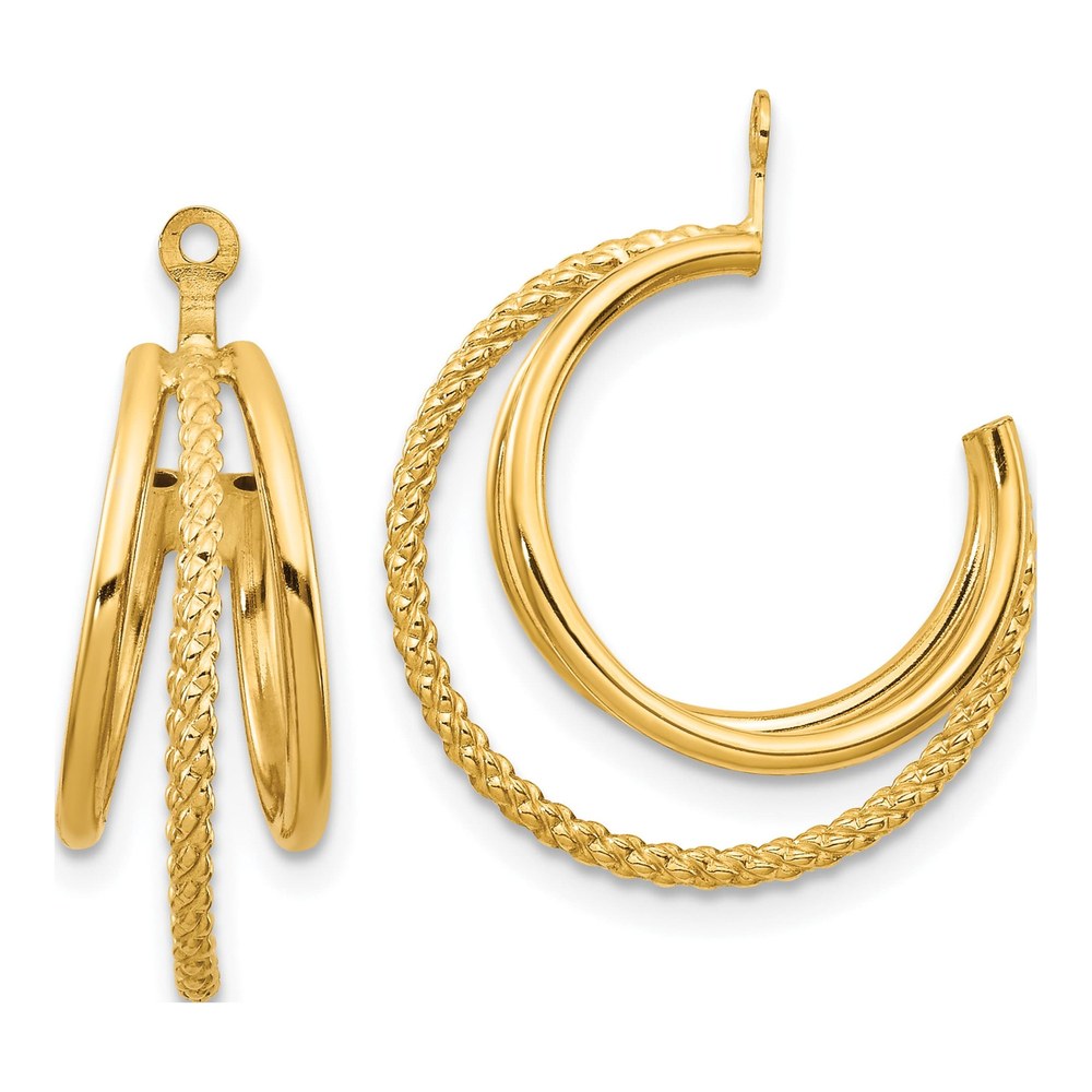 14K Yellow Gold 19mm Twisted Triple Hoop Earrings