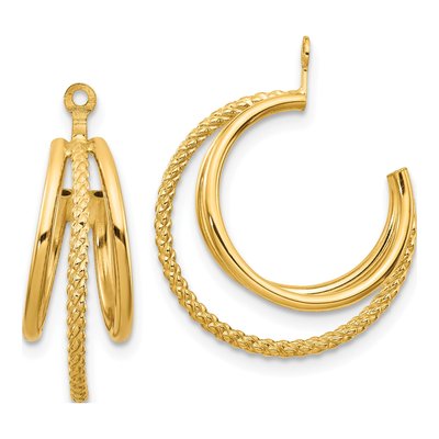 14K Yellow Gold 19mm Twisted Triple Hoop Earrings