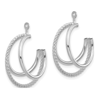 14K White Gold 19mm Triple Hoop Earrings – view 2