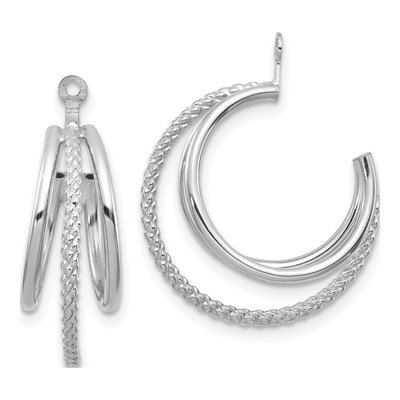 14K White Gold 19mm Triple Hoop Earrings