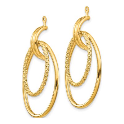 14K Yellow Gold Double Oval Doorknocker Ear Earring Jackets – view 4