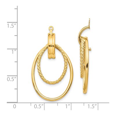 14K Yellow Gold Double Oval Doorknocker Ear Earring Jackets – view 5