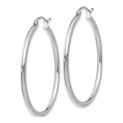 14K White Gold 35mm Tube Hoop Earrings – view 3