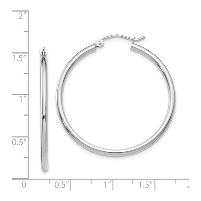 14K White Gold 35mm Tube Hoop Earrings – view 5