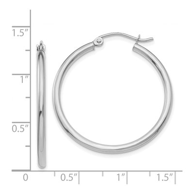 14K White Gold 30mm Tube Hoop Earrings – view 5