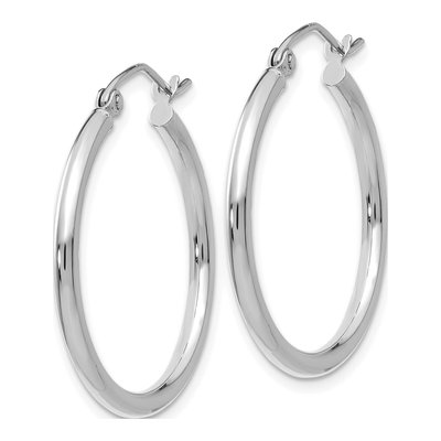 14K White Gold 25mm Tube Hoop Earrings – view 3