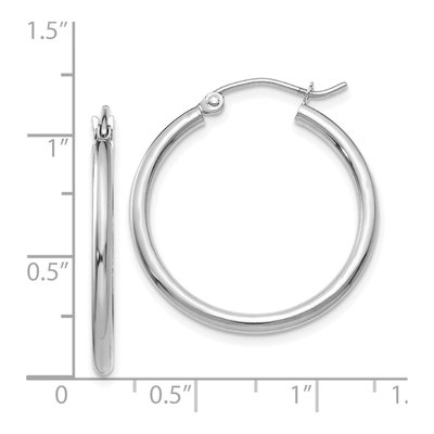 14K White Gold 25mm Tube Hoop Earrings – view 5