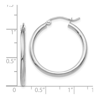 14K White Gold 25mm Tube Hoop Earrings – view 5