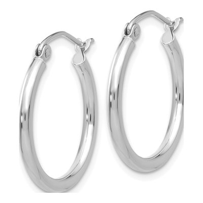 14K White Gold 20mm Tube Hoop Earrings – view 3