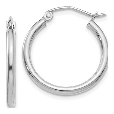 14K White Gold 20mm Tube Hoop Earrings