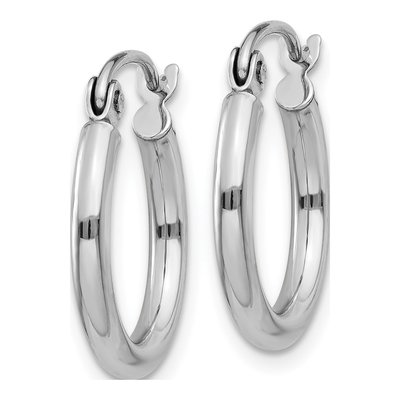 14K White Gold 15mm Tube Hoop Earrings – view 3