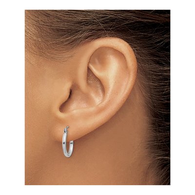 14K White Gold 15mm Tube Hoop Earrings – view 4