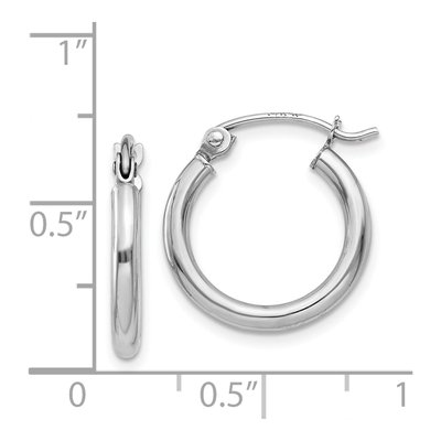 14K White Gold 15mm Tube Hoop Earrings – view 5