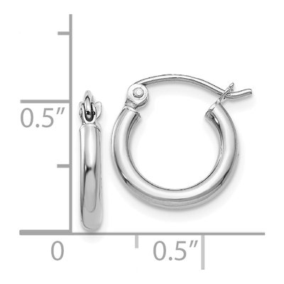 14K White Gold 12mm Tube Hoop Earrings – view 5