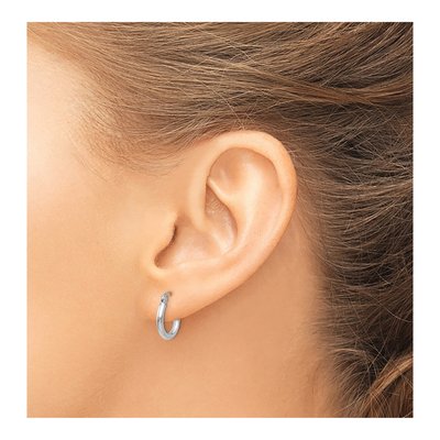 14K White Gold 12mm Tube Hoop Earrings – view 4