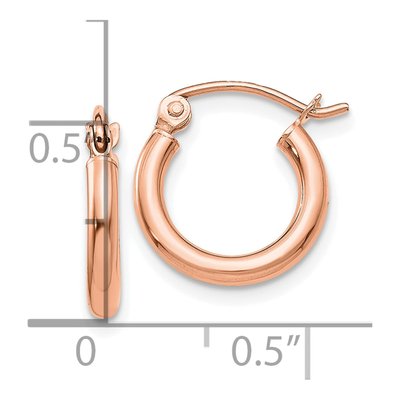 14K Rose Gold 12mm Tube Hoop Earrings – view 4